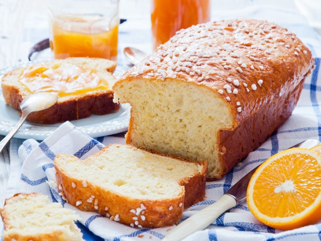 French Brioche - french sweet brioche bread with orange marmalade