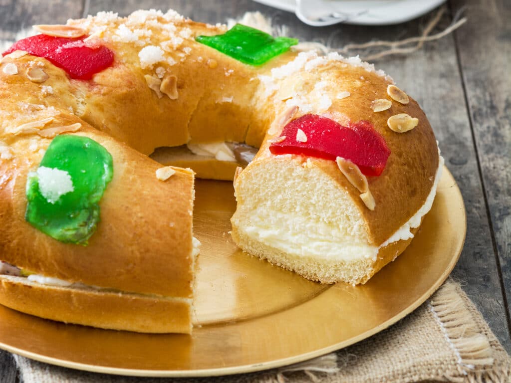 Roscon de Reyes. Spanish typical dessert of epiphany