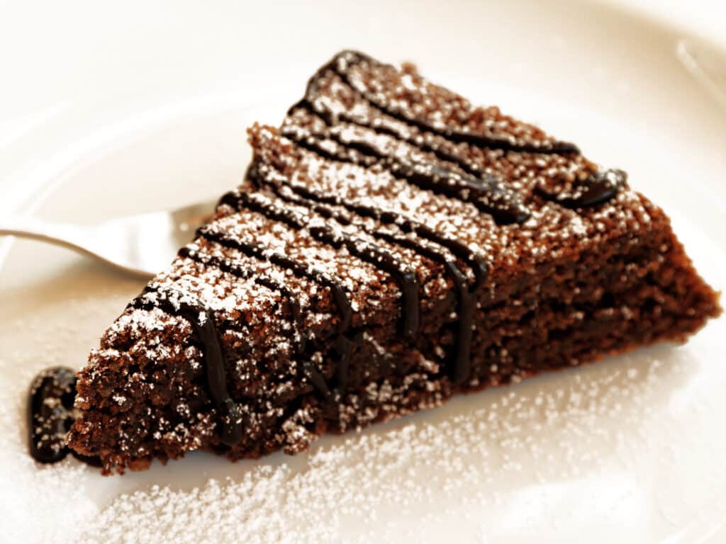 Torta Caprese ( Capri cake ),traditional  chocolate and almond dessert from Capri island