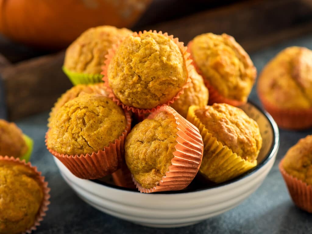 Healthy pumpkin muffins, vegan baked food, autumn dessert