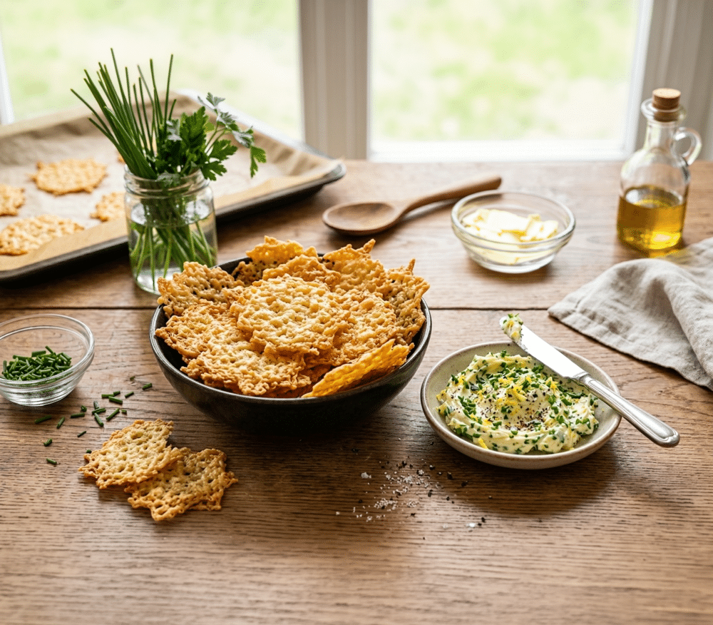 Chips di formaggio e Burro alle erbe